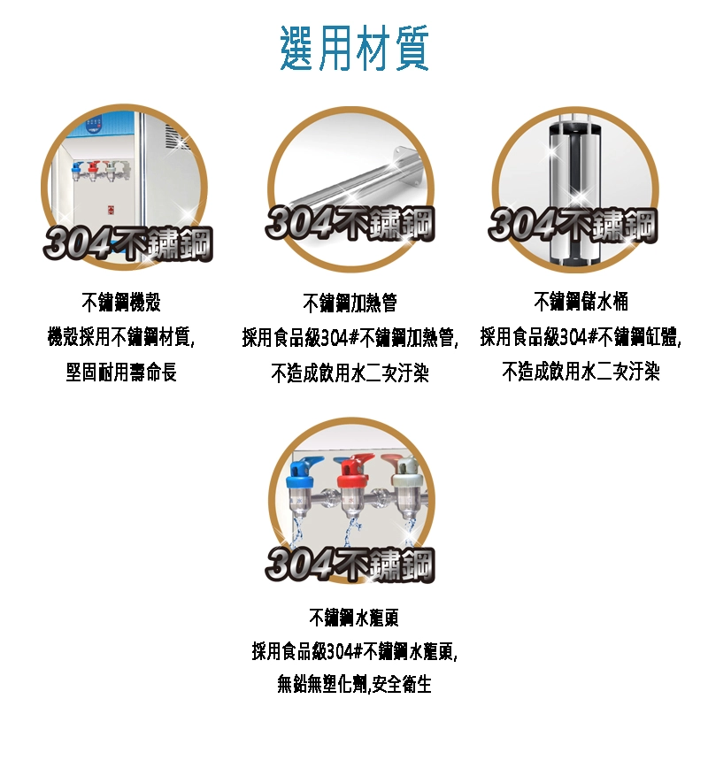 AW-7863立式不鏽鋼三溫飲水機 不銹鋼機殼 不銹鋼加熱管 不銹鋼儲水桶 不銹鋼水龍頭 