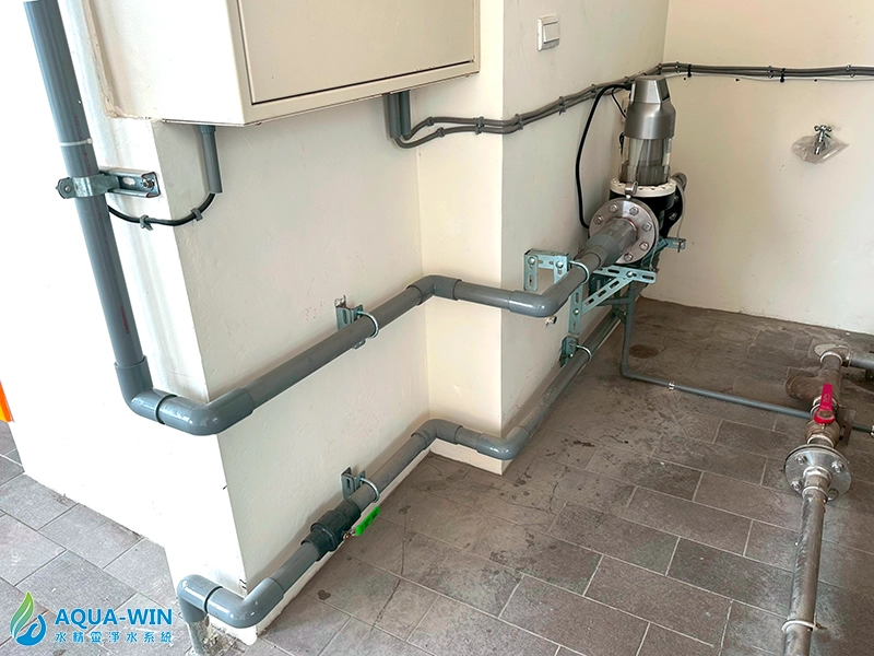 全棟反沖洗過濾系統於兩棟大樓安裝完成後整體畫面