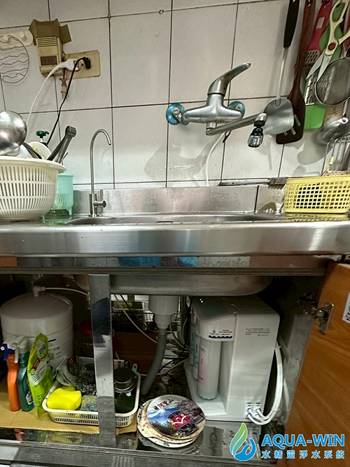 台中市南區大樓廚下家用快拆式五道RO純水機實際安裝案例