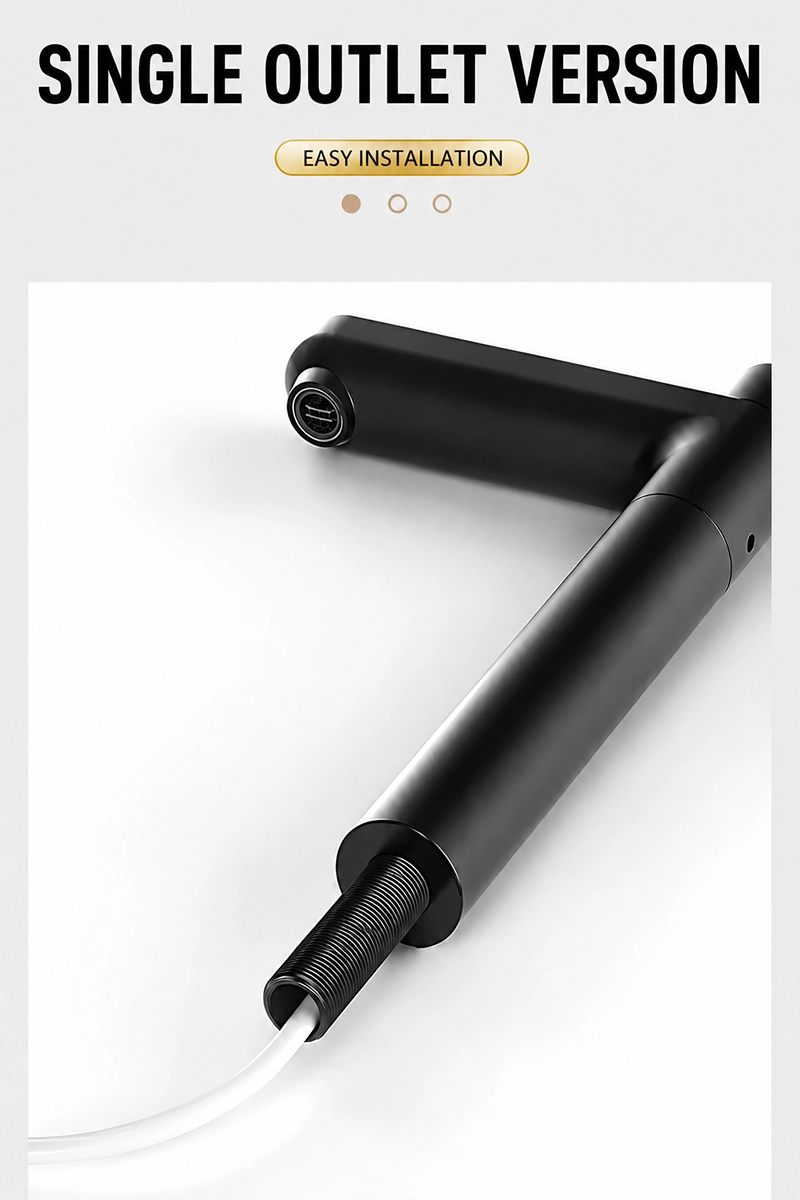 Single outlet black water purifier faucet with easy installation design and PE tube connection