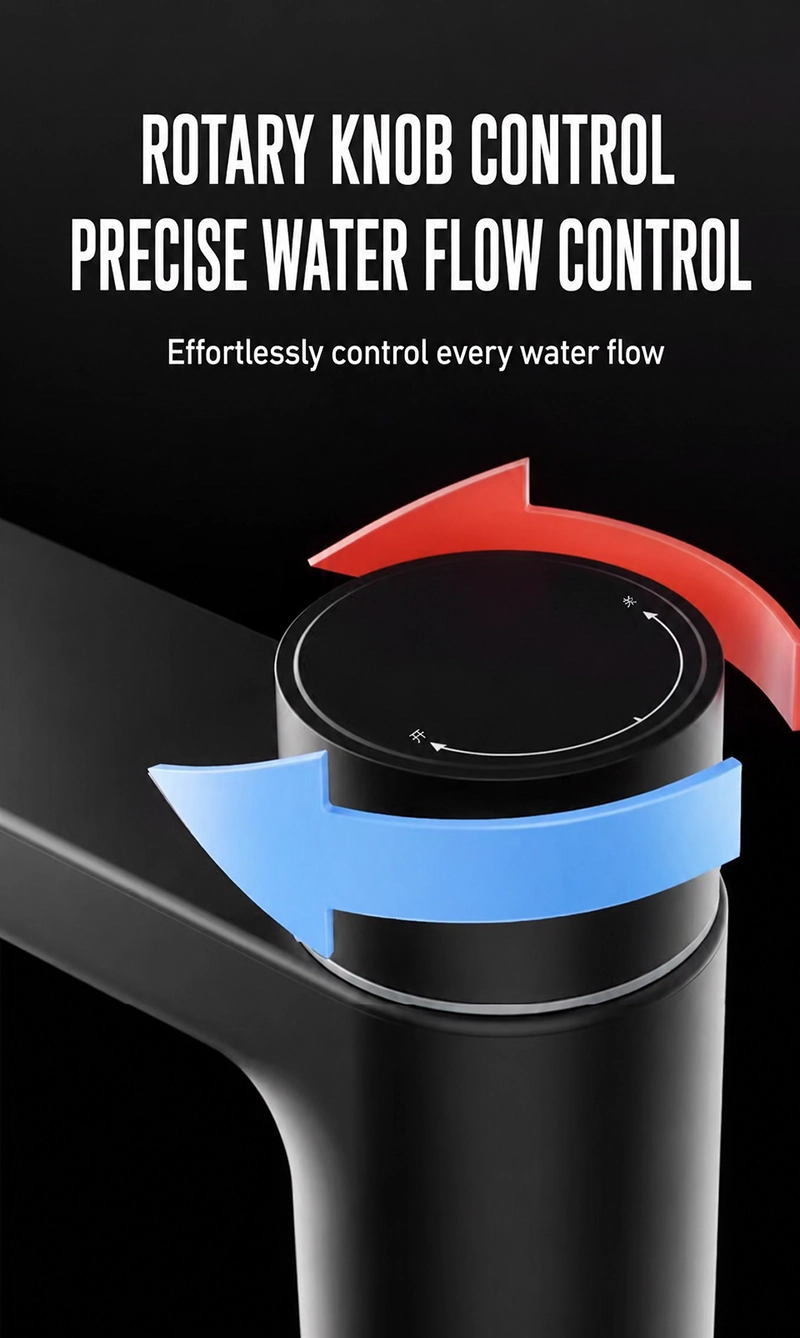 Rotary knob control water purifier faucet with precise water flow adjustment for easy daily use