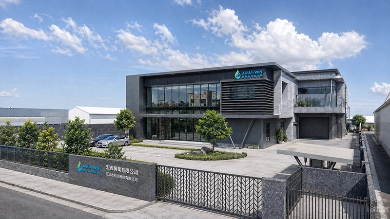 Aqua-Win Taiwan water filtration factory and office building, providing professional water purifier, water softener and water treatment solutions for domestic and international markets.
