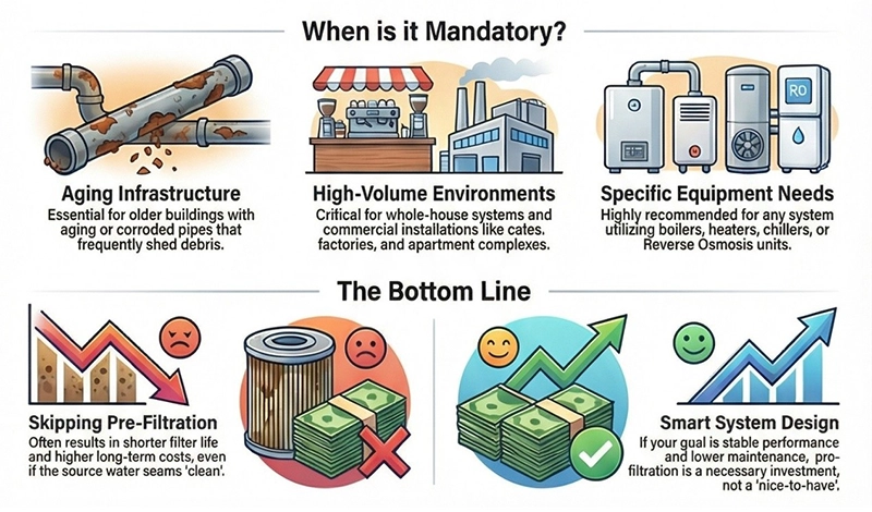 When is pre-filtration especially necessary?