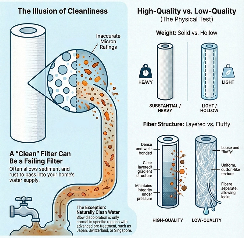 There are several common reasons why a PP filter may remain unusually clean