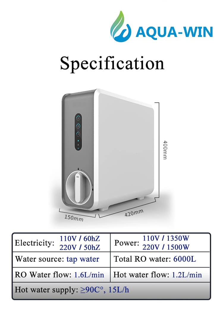 AW-600 RO System with hot water dispenser feature, compatible with multiple voltages