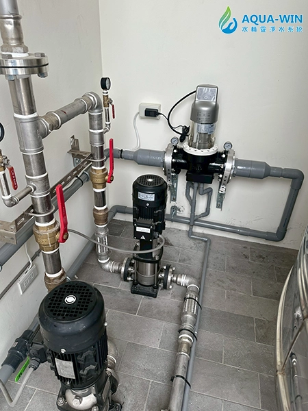 Whole-house pre-filtration piping layout with automatic backwash filter installed on main water line